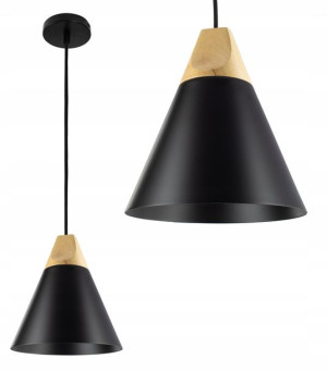 Lampa sufitowa wisząca E27 SCANDI Drewno Czarna