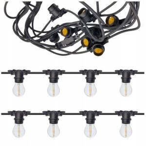 Girlanda OGRODOWA ŁAŃCUCH 15M + 15X żarówki LED