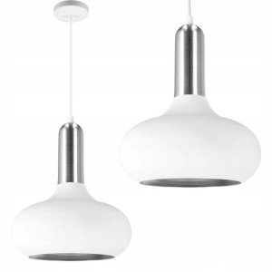 Lampa sufitowa wisząca RETRO Scandi biała+srebrna