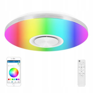 Lampa plafon LED RGB GŁOŚNIK Bluetooth 60w + PILOT