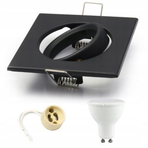 Oprawa sufitowa Czarny mat kwadrat + GU10 5W