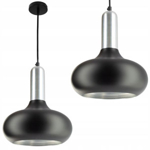 Lampa sufitowa wisząca RETRO LOFT CZARNA-SREBRNA