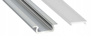 Profil aluminowy wpuszczany Z 1m Srebrny z kloszem