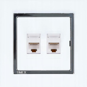 Gniazdo internetowe 2 x RJ45 MAGIC biały / chrom