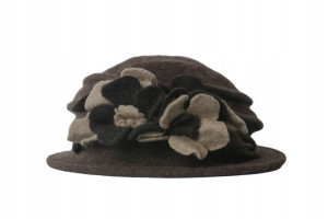 Beret damski brązowy wełniany elegancki