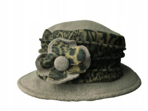 BERET DAMSKI WEŁNIANY ciepły w cętki khaki