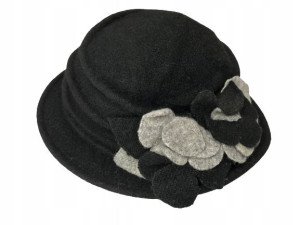 beret damski WEŁNIANY jesień/zima czarny