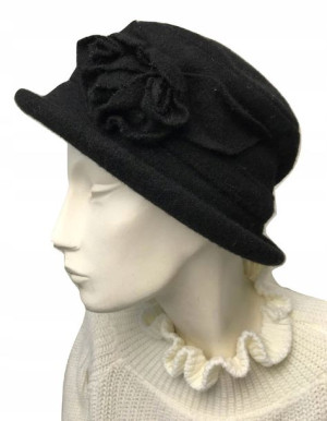 Beret Damski Zimowy Kapelusz Czarny