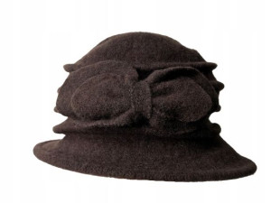 Beret Zimowy Z Kokardą Wełniany Brązowy