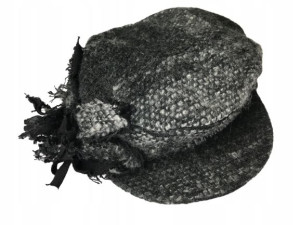 czapka damska beret jesień/zima szara kwiat