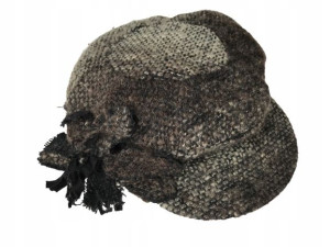 czapka damska beret jesień/zima szaro-brązowa