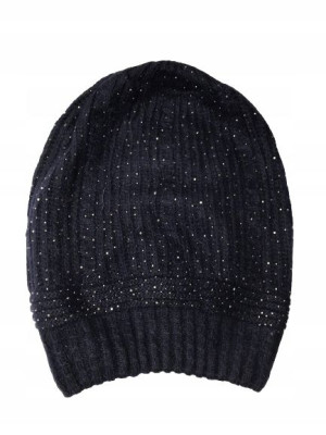 Czapka damska zimowa beanie granatowa angora