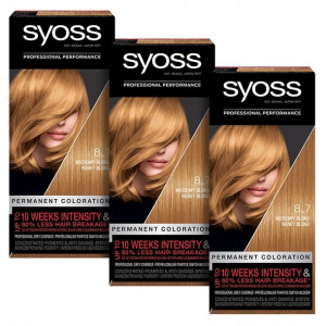 Syoss Farba do włosów 8-7 Miodowy Blond x 3szt.