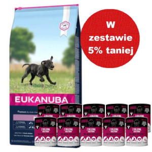 EUKANUBA Puppy&Junior Large Breed 15kg + Mr.BIG Junior kawałki w sosie z ci