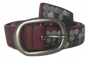 PASEK DAMSKI bordowy dżety szer.3 cm