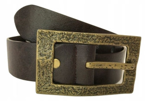 Pasek Damski Brązowy Duża Złota Klamra Szer. 4cm