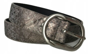 PASEK DAMSKI brązowy skóra węża gwiazdki szer. 4cm