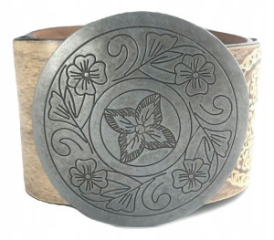Pasek Damski Brązowy Szeroki 8 Cm Okrągła Klamra