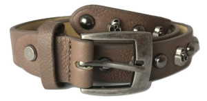 PASEK DAMSKI brązowy wąski 2,5 cm czaszki dżety