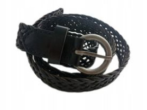 PASEK DAMSKI czarny 3 cm przeplatany