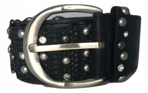 PASEK DAMSKI czarny cyrkonie szeroki do sukienki