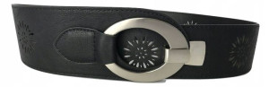 PASEK DAMSKI CZARNY WZORY do sukienki szer. 6 cm