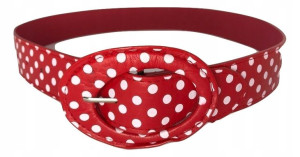 PASEK DAMSKI czerwony w białe groszki szer. 4cm