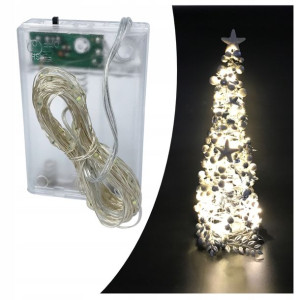 Lampki druciki 2 tryby 50 LED 5m białe ciepłe