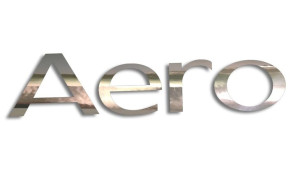 Wycinana naklejka AERO Saab chrom