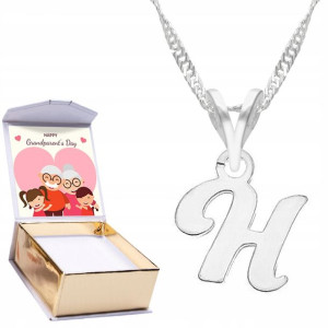 Naszyjnik srebrny + NADRUK 925 Literka H Letter