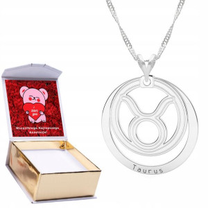 Naszyjnik srebrny + NADRUK 925 Znak Zodiaku Byk
