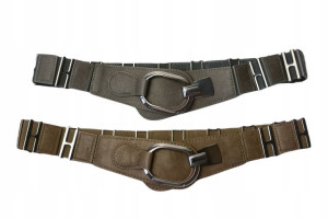 Pasek damski elastyczny na gumie szary, brązowy