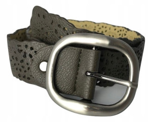 Pasek Damski Khaki Wycięcia Wzory Szer. 4 Cm