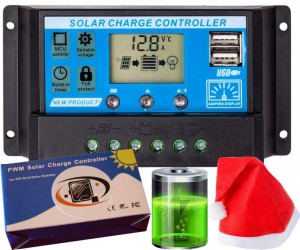 Regulator Solarny Ładowania Pwm Lcd Usb 12/24v 10a