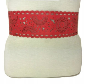 PASEK DAMSKI KORALOWY wiązany szeroki 8cm