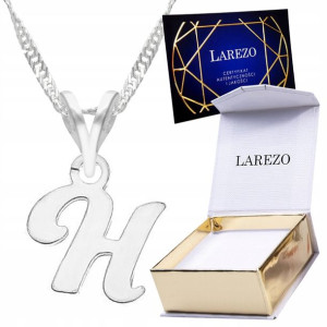 Naszyjnik srebrny łańcuszek 925 Literka H Letter