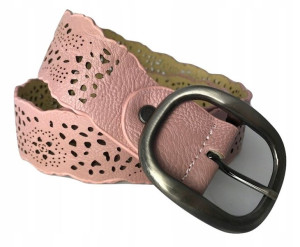 Pasek Damski Różowy Wycięcia Wzory Szer. 4 Cm