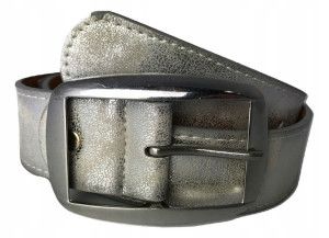Pasek Damski Skórzany Do Spodni Srebrny Szer. 4cm