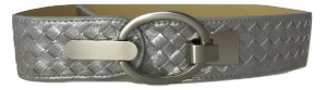 PASEK DAMSKI SREBRNY pleciony szer.5,5 cm