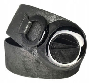 PASEK DAMSKI SREBRNY szeroki 6,5 cm srebrna klamra