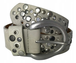 Pasek Damski Szary Cyrkonie Dżety Szer. 4cm