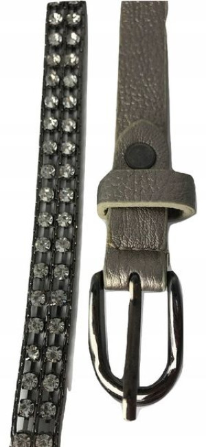 PASEK DAMSKI WĄSKI 1,5 srebrny łańcuszek cyrkonie