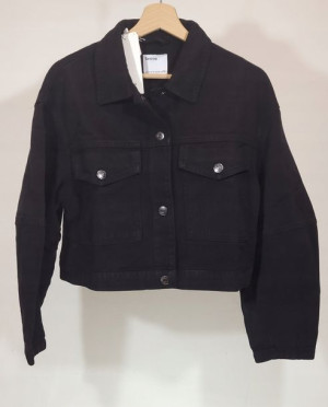 bershka m kurtka sztruks krótka jeans m czarna