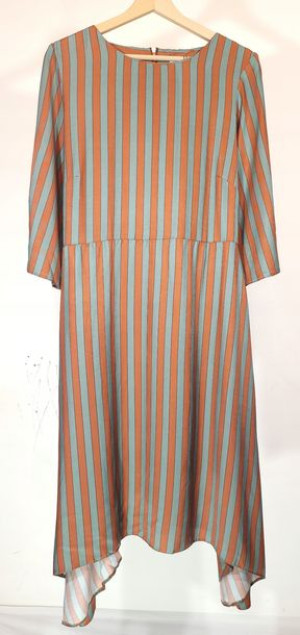 CLOSET BROWN STRIPED HANKY HEM DRESS sukienka