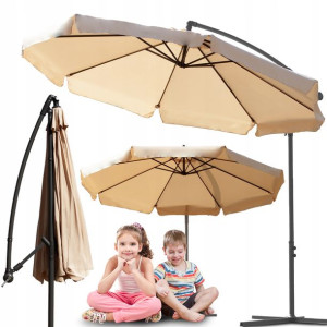 Duży Parasol Ogrodowy 350cm Składany Mocny Falbana