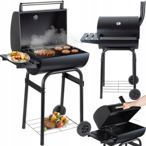 Grill Węglowy Ogrodowy Przenośny Z Pokrywą + Komin