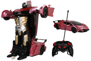 [B] [2] Transformer samochód Auto-Robot sterowany pilotem ręką RÓŻOWY Z181R