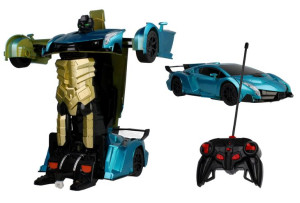 [B][2] Transformer samochód Auto-Robot sterowany ręką NIEBIESKI Z181N
