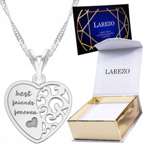 Naszyjnik srebrny łańcuszek 925 Serce Best Friends