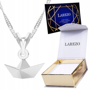 Naszyjnik srebrny łańcuszek 925 Łódka Origami Łódź
